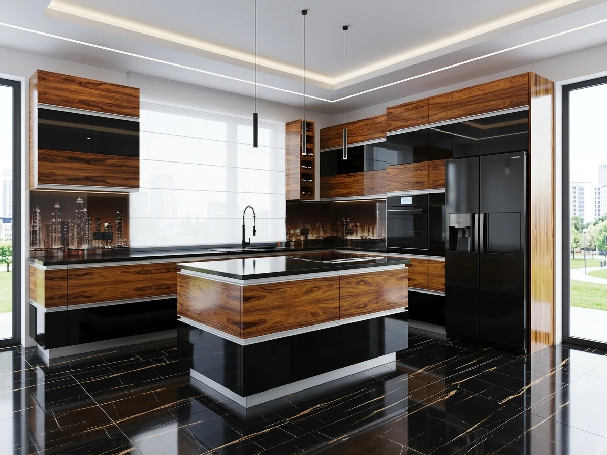 Ekskluzywny aneks kuchenny Luxury Gloss and Wood
