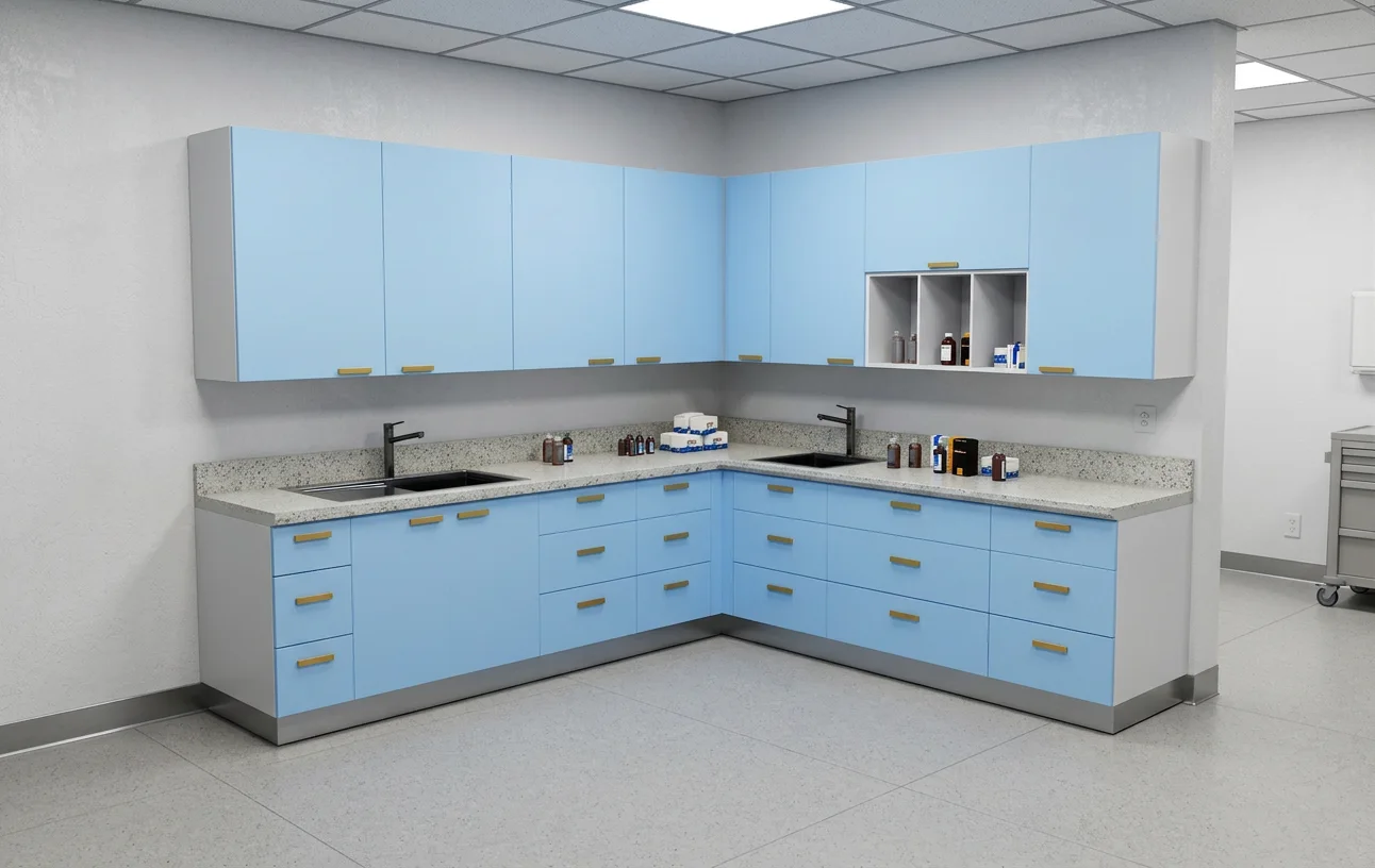 Modułowy system mebli laboratoryjno-zabiegowych Pastel