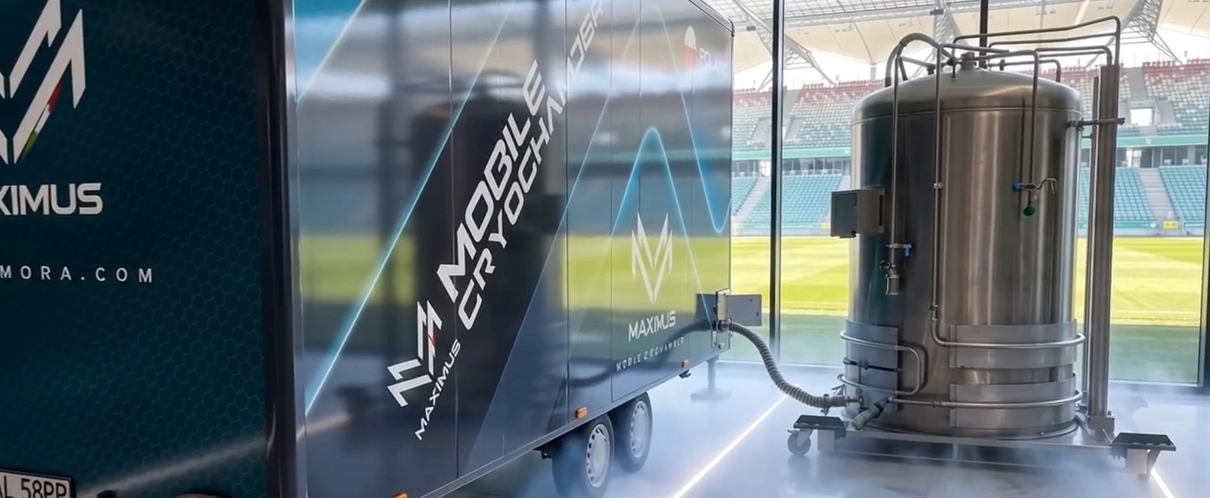 Mobilna instalacja kriogeniczna podłączona do kriokomory